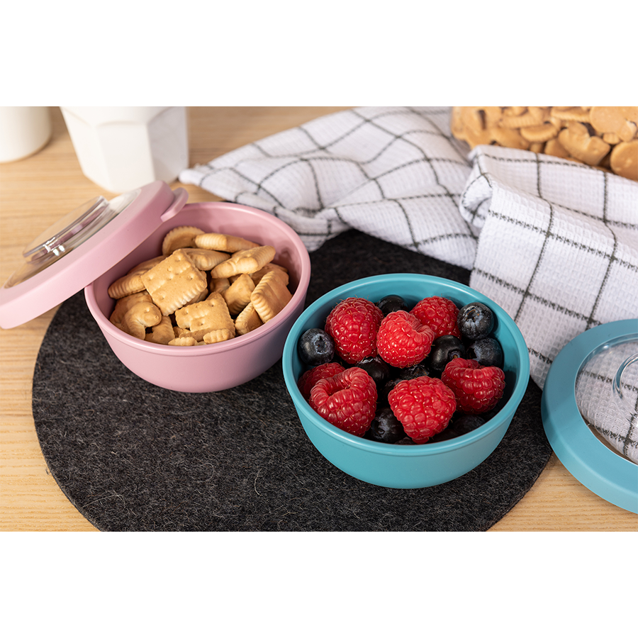 Amuse life snack bowl met deksel roze 200ml