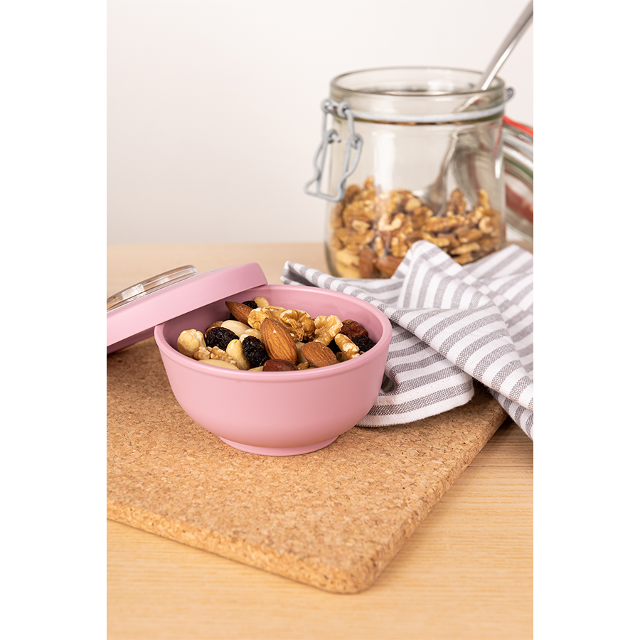 Amuse life snack bowl met deksel roze 200ml