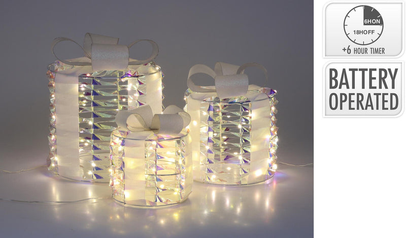 Home styling beeld cadeau 30cm set a 3 regenboog led