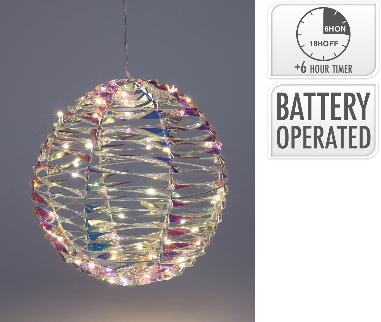 Home styling bal 25cm 40 led iriserend op batterij