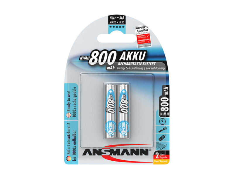 Ansmann batterijen nimh accu micro aaa 800 mah - 2 stuks
