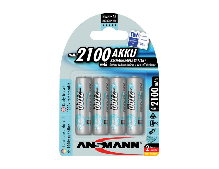 Ansmann batterijen nimh accu mignon aa 2100 mah - 4 stuks