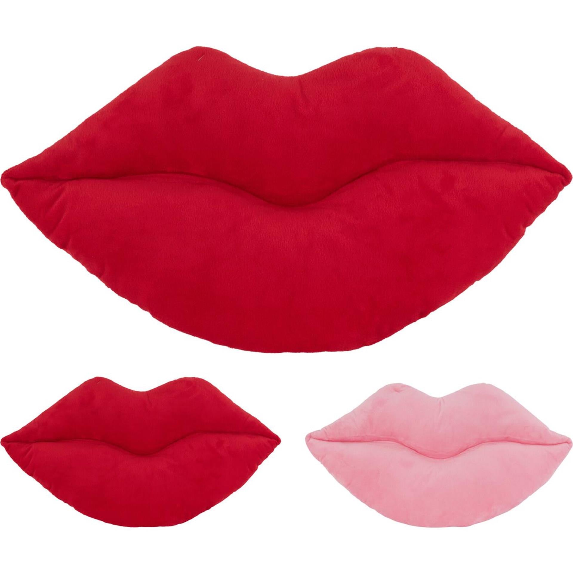 Home styling kussen lip 52cm rood of roze