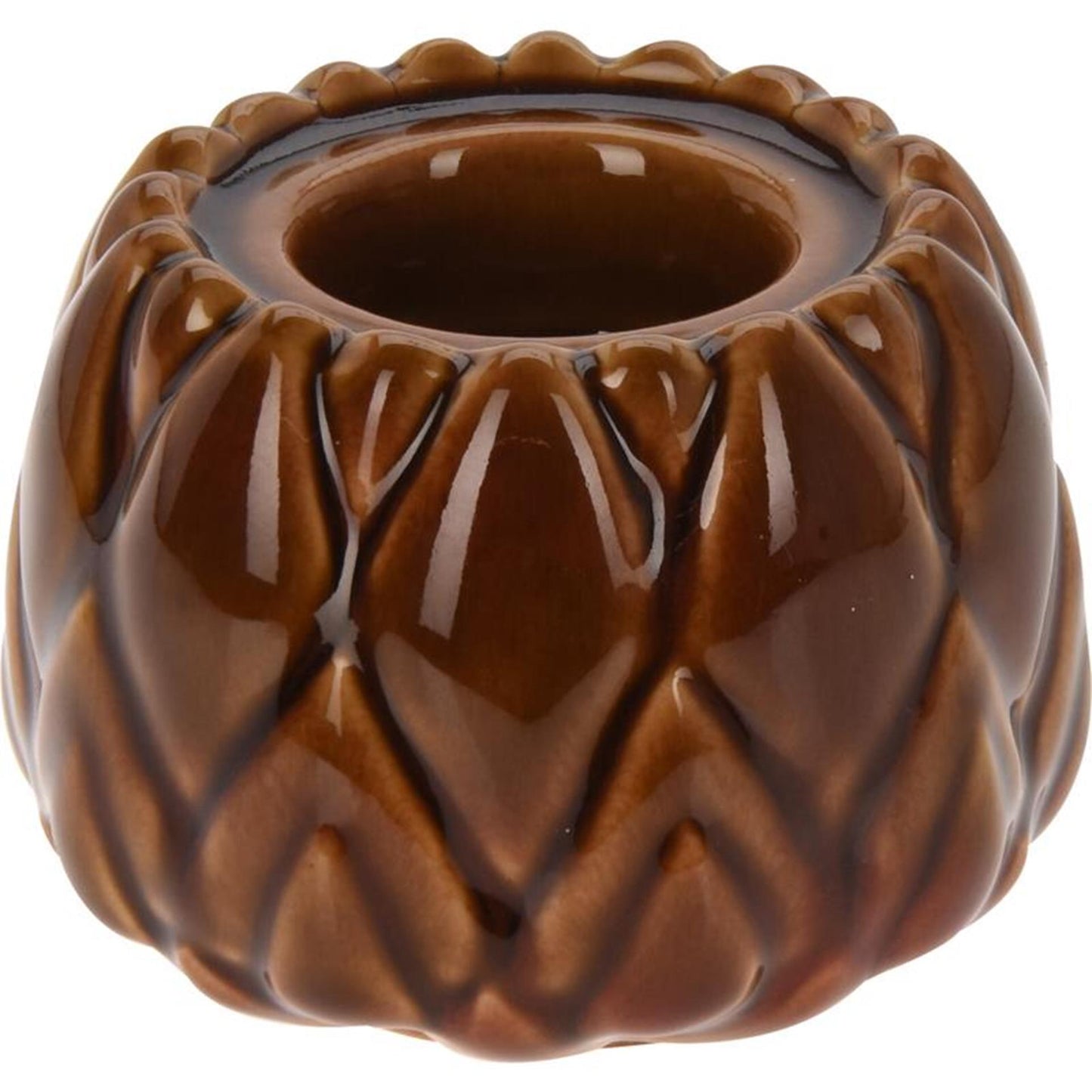 Home styling artisjok theelichthouder 8cm bruin