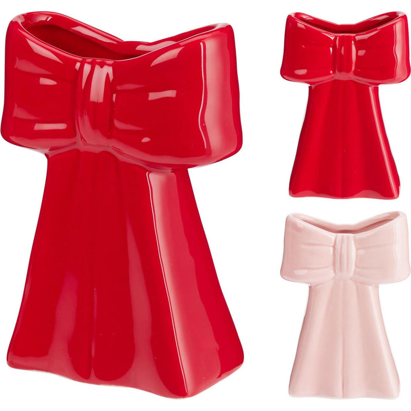 Home styling strik vaas 13cm rood of roze