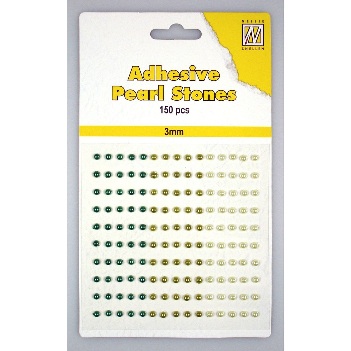 Nellie's choice • adhesive pearls 150stuks sheet 3mm 3 tones green
