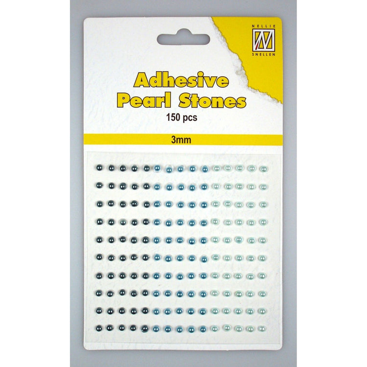 Nellie's choice • adhesive pearls 150stuks sheet 3mm 3 tones blue