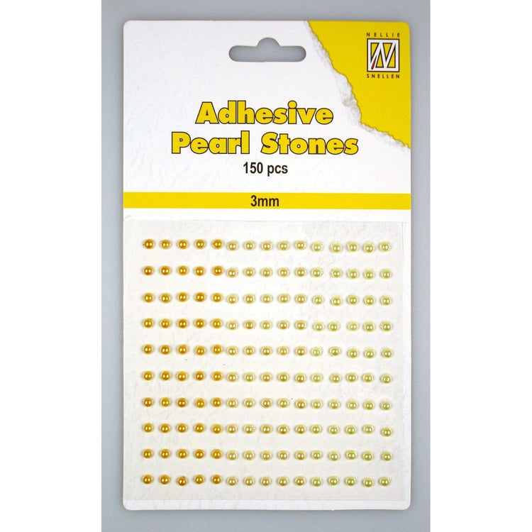 Nellie's choice • adhesive pearls 150stuks sheet 3mm 3 tones yellow-gold