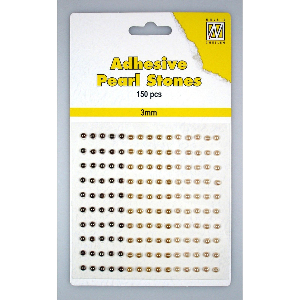 Nellie's choice • adhesive pearls 150stuks sheet 3mm 3 tones brown