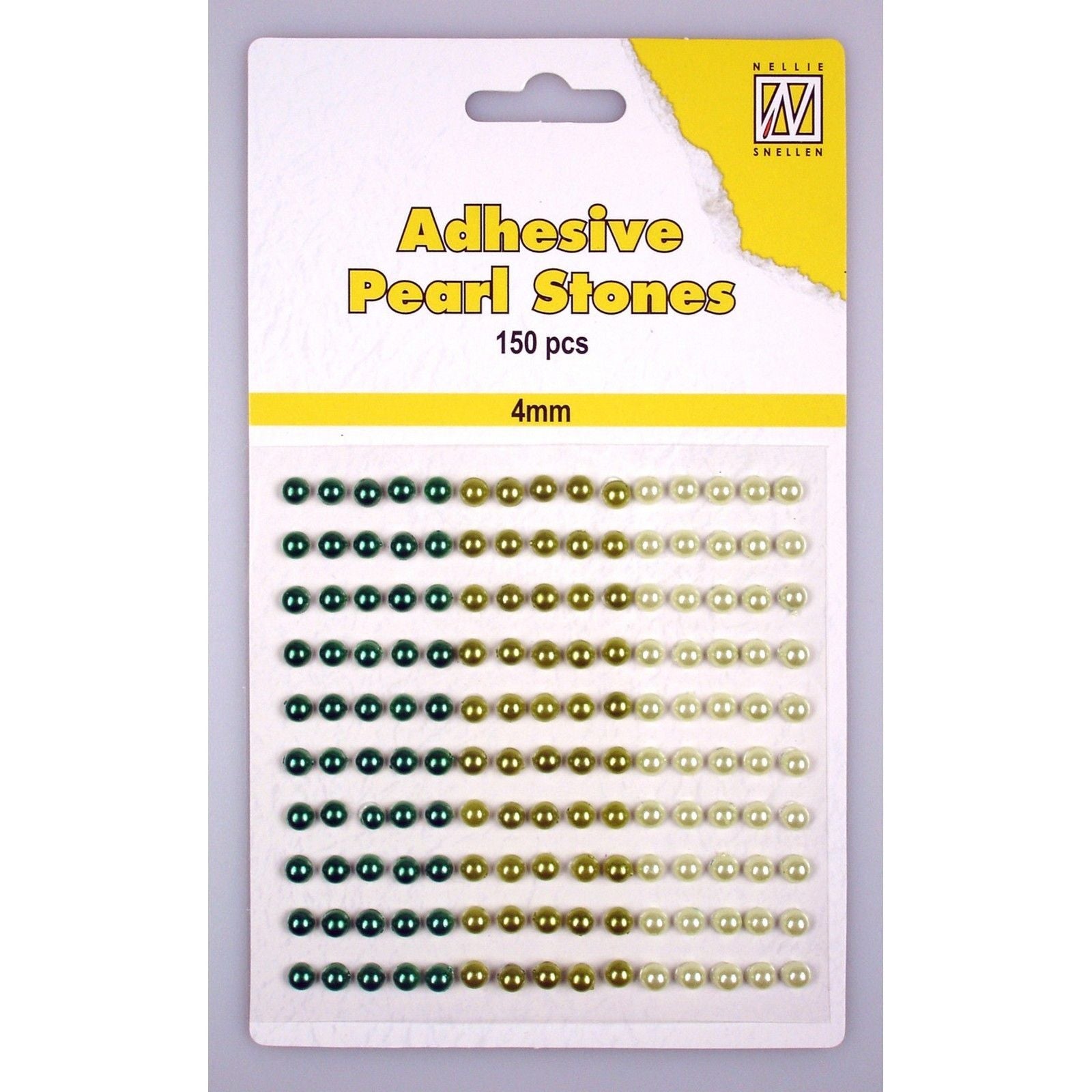 Nellie's choice • adhesive pearls 150stuks sheet 4mm 3 tones green