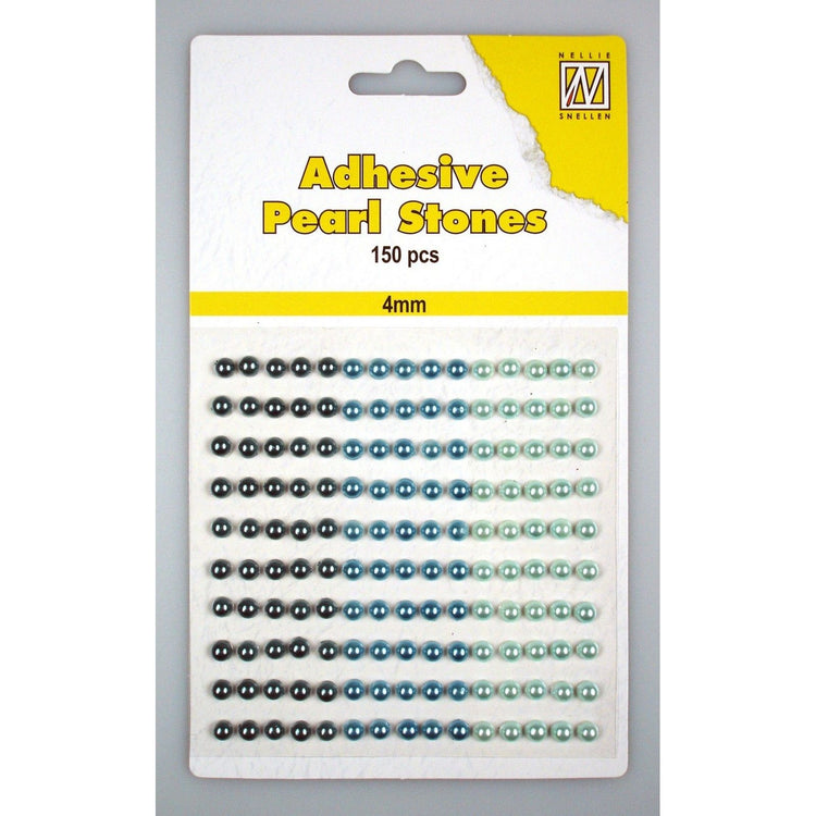 Nellie's choice • adhesive pearls 150stuks sheet 4mm 3 tones blue