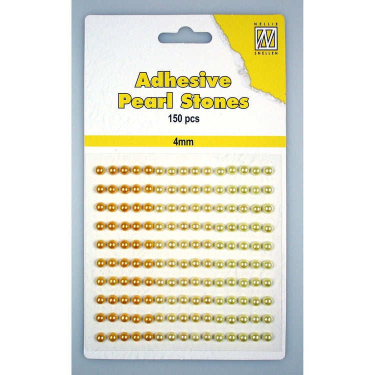 Nellie's choice • adhesive pearls 150stuks sheet 4mm 3 tones yellow-gold