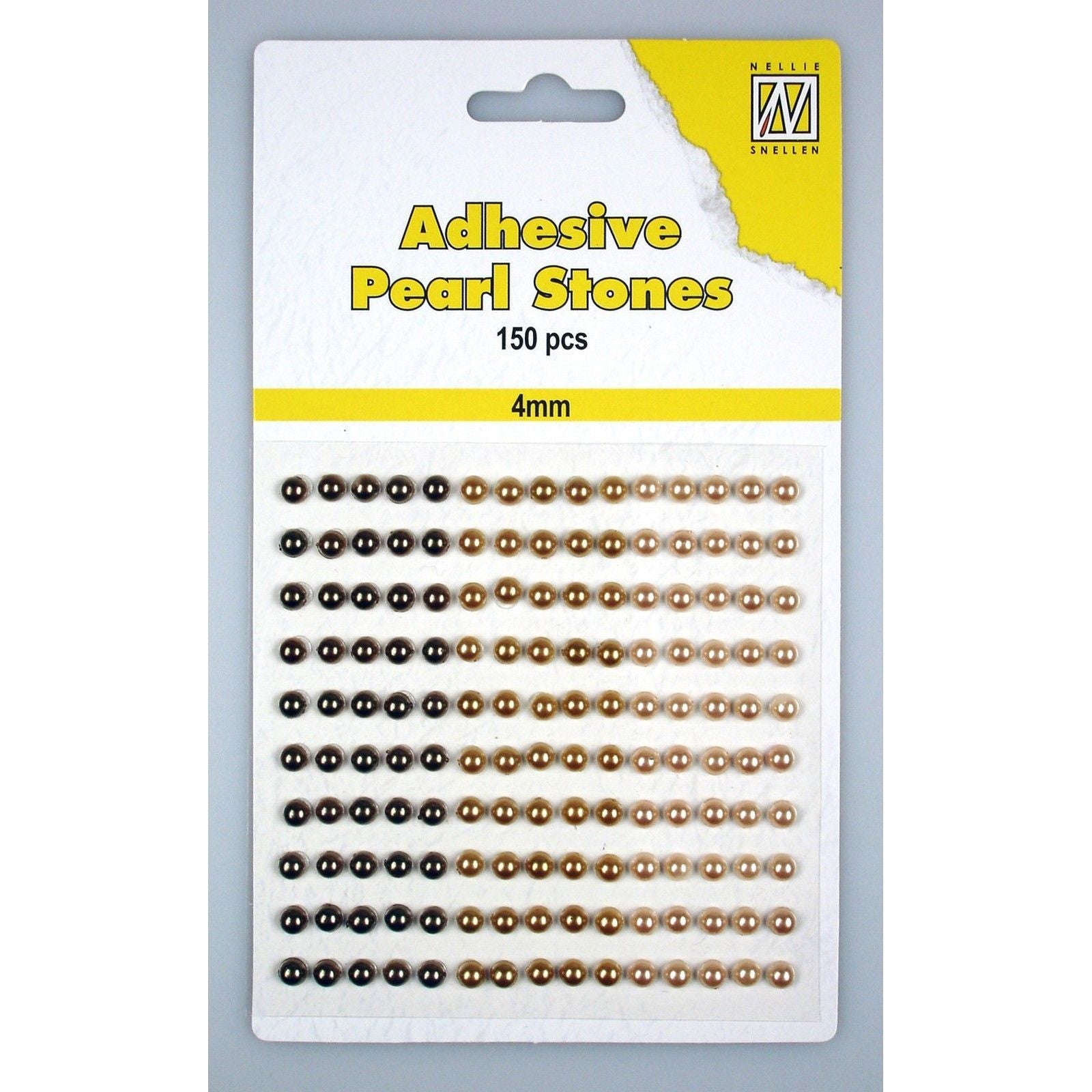 Nellie's choice • adhesive pearls 150stuks sheet 4mm 3 tones brown