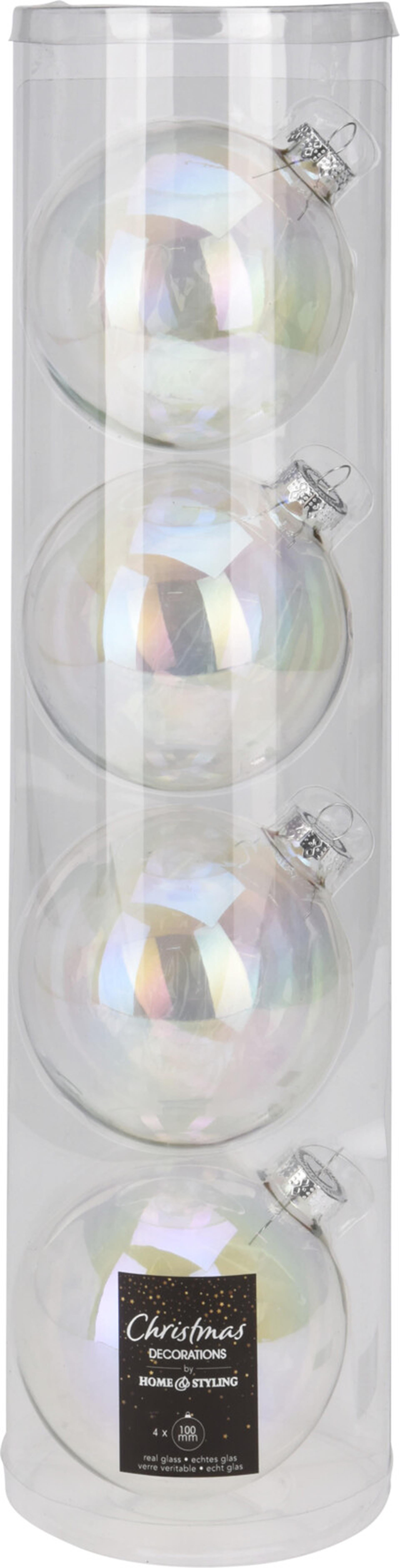 Home styling kerstbal 10cm iriserend koker a 4 glas