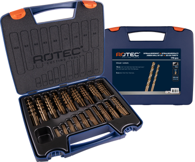 Rotec spiraalborenset 1-10x0.5mm hss-e 170-delig