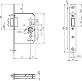 Assa abloy n1002 loopslot | dm65mm | krukgat 8mm | voorplaat rvs 24x185mm afgerond | zamac vernikkelde dagschoot | dr 1+3 2+4 - 10049500 - afbeelding 2