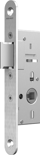 Assa abloy n1002 loopslot | dm65mm | krukgat 8mm | voorplaat rvs 24x185mm afgerond | zamac vernikkelde dagschoot | dr 1+3 2+4 - 10049500