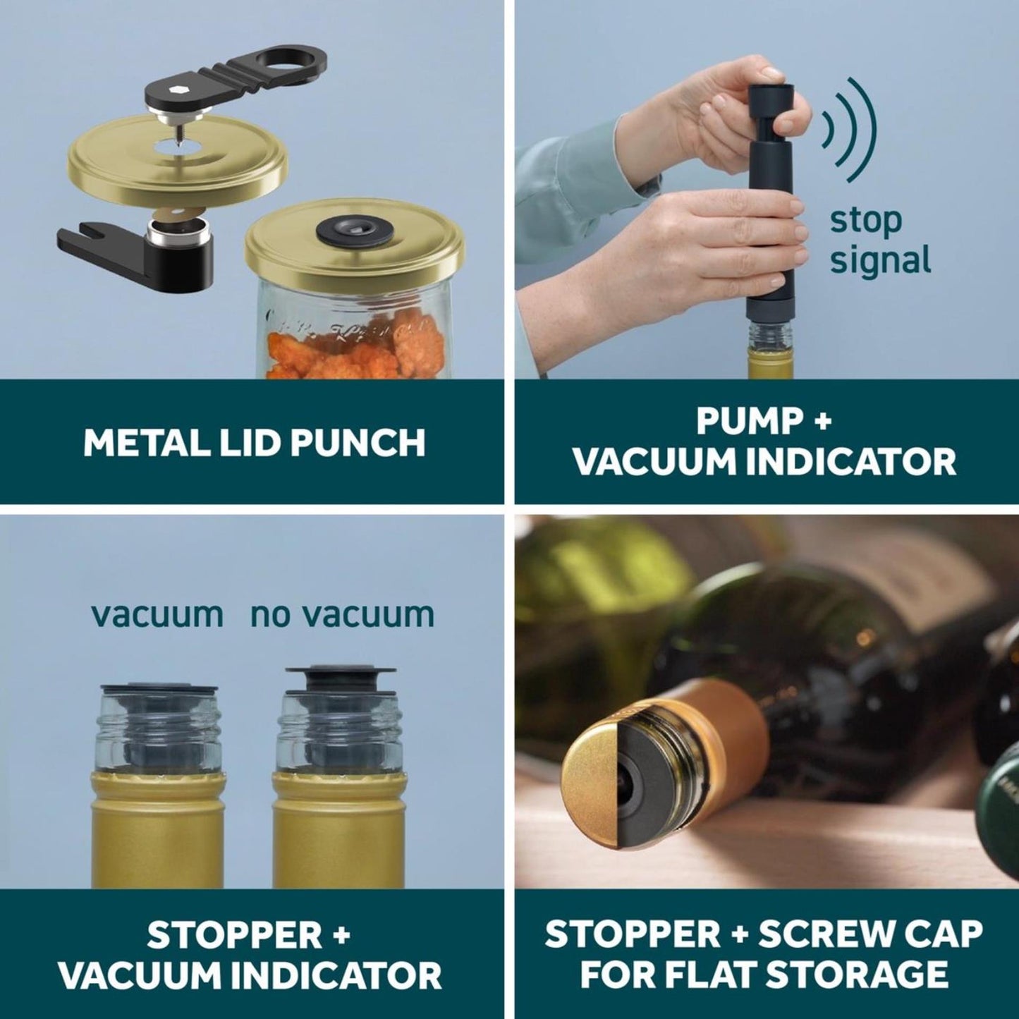 Airtender vacuümpompset voedsel wijn