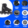 Aventuri verstelbare inline skates semi-softboot zwart maat 30-33 (s)