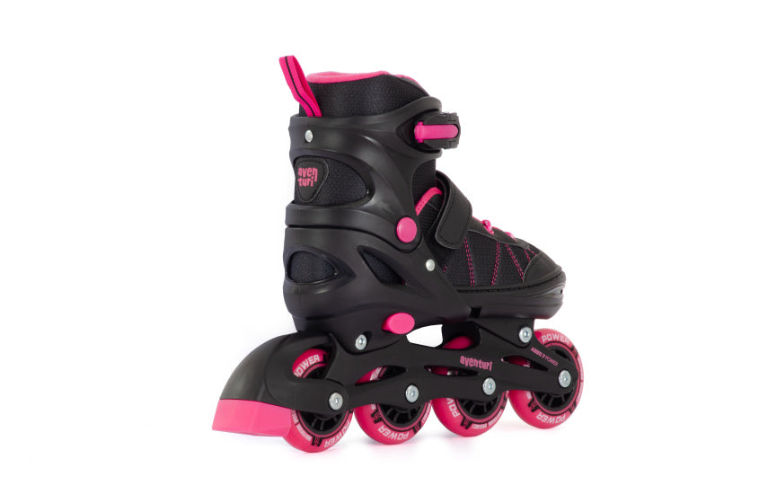 Aventuri verstelbare inline skates semi-softboot zwart roze maat 38-41 (l)