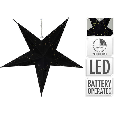 Ster papier met led 45cm zwart
