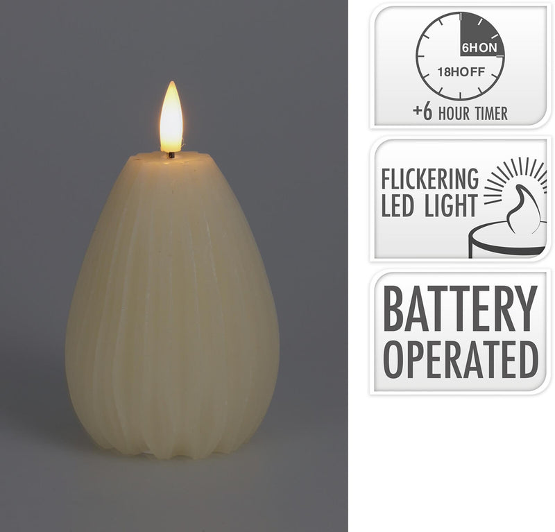 Home styling kaars peer led geribbeld 10cm