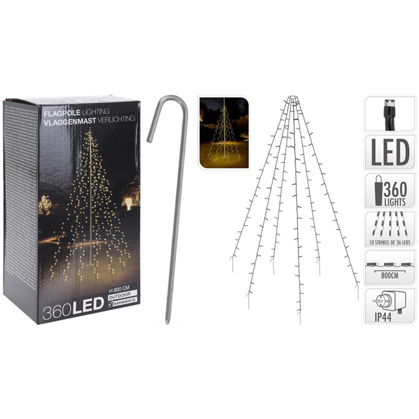 Home styling vlaggenmast verlichting kerstboomvorm 8m