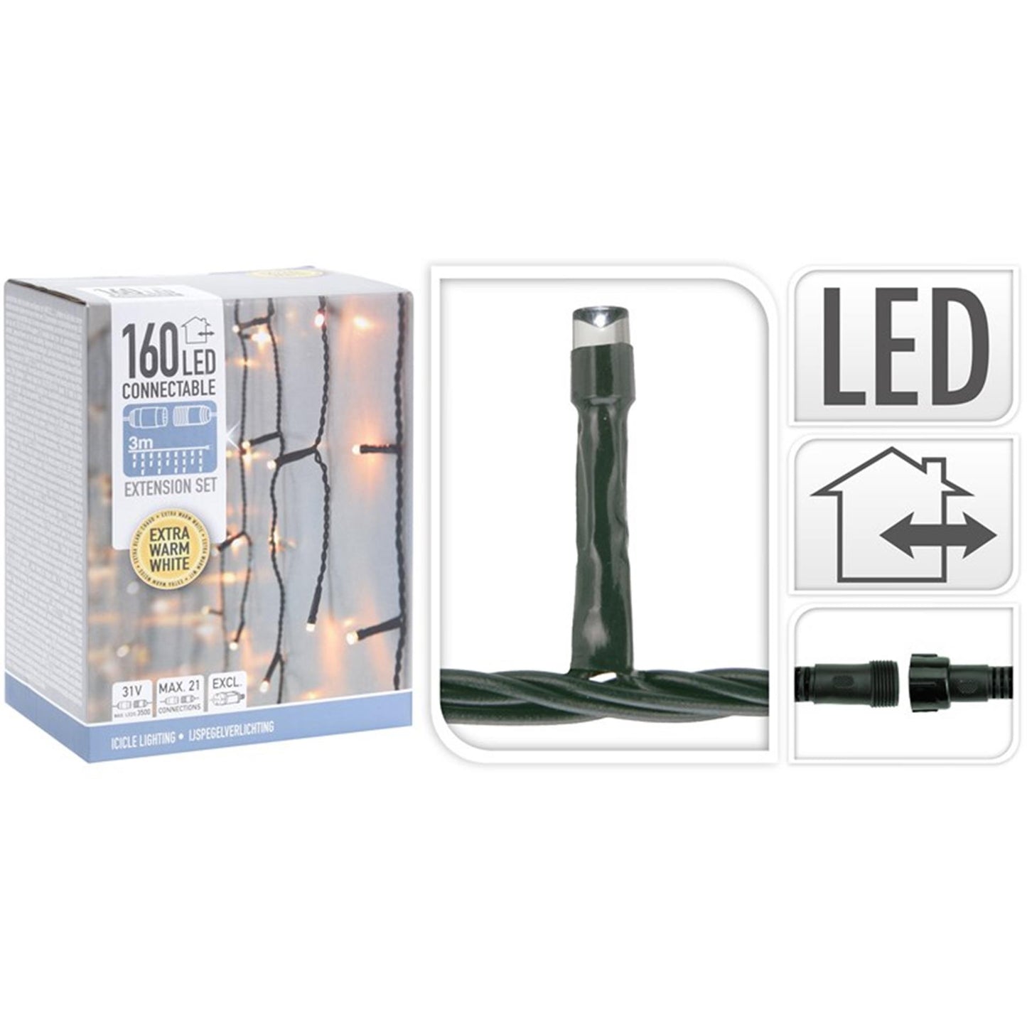 Home styling ijspegelverlichting koppelbaar 160l