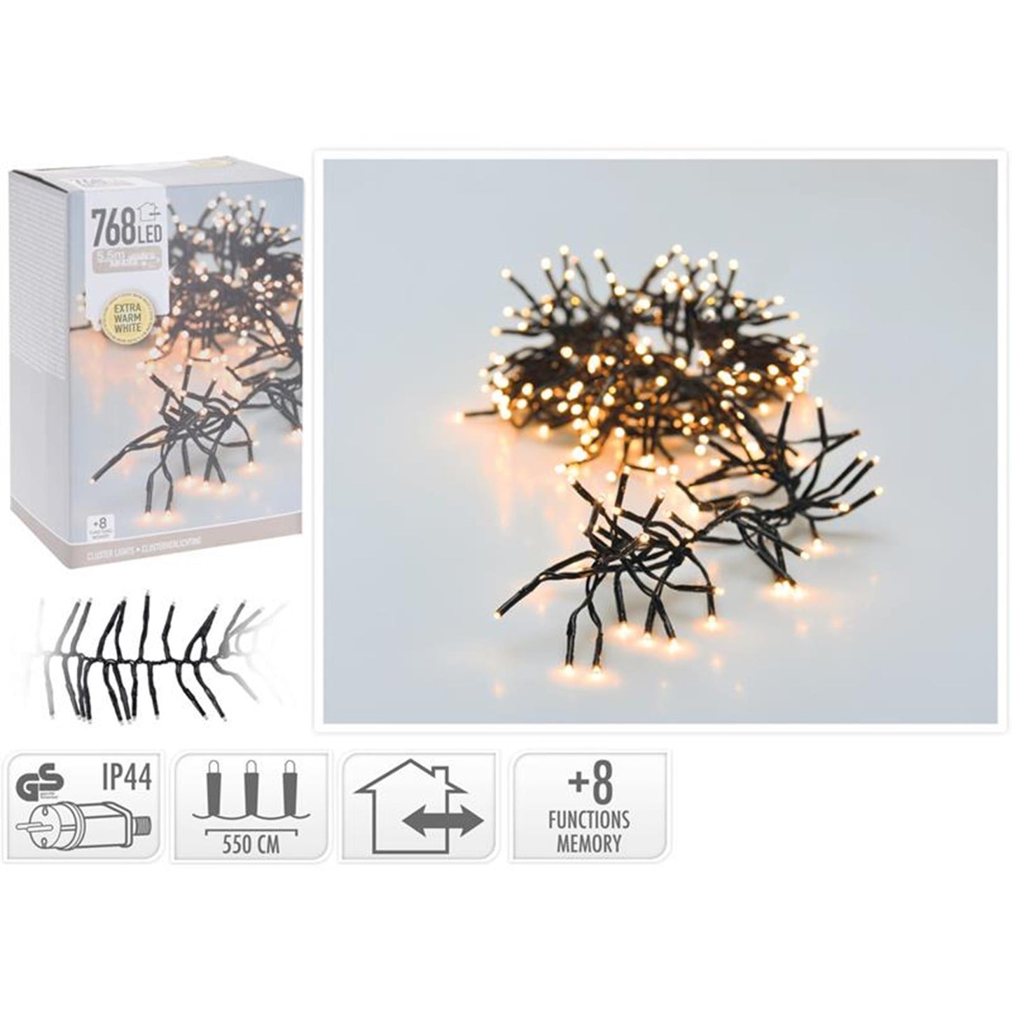 Home styling kerstverlichting cluster 768l warm wit