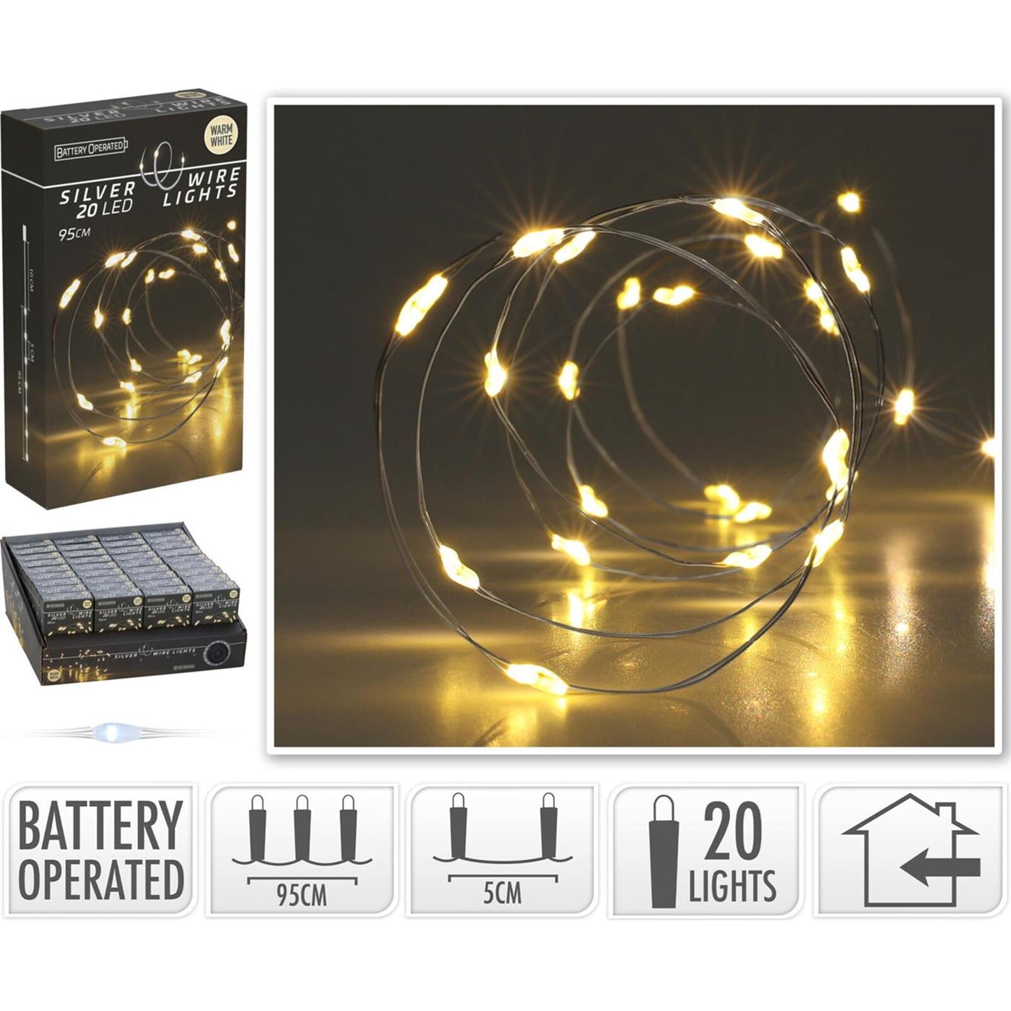 Zilverdraad verlichting 20led