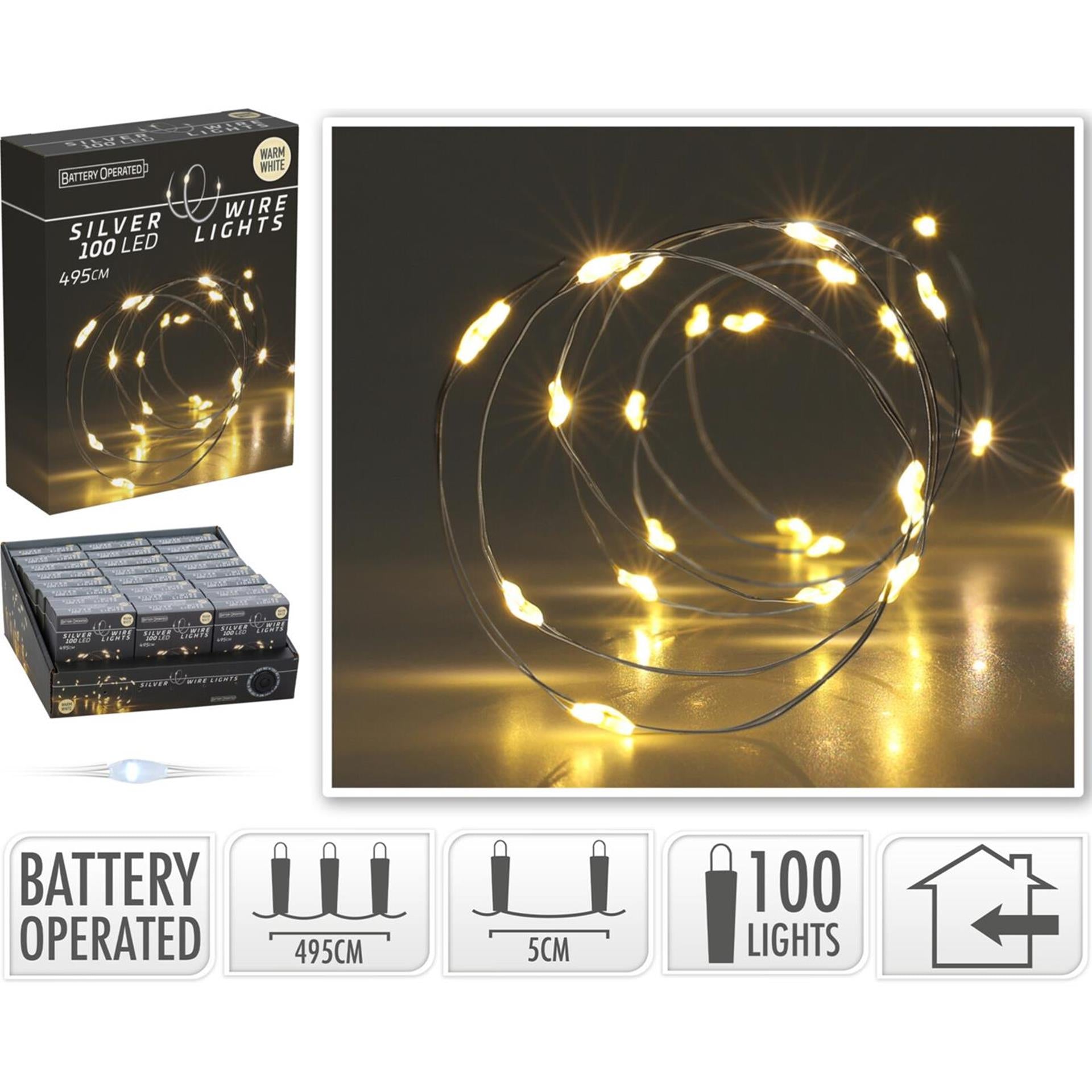 Zilverdraad verlichting 100led warmwit
