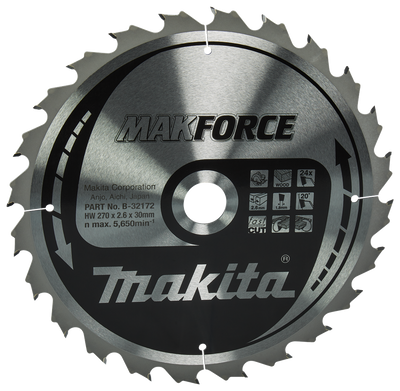 Makita accessoires cirkelzaagblad hout | makforce 270x30x2,6 24t 20g - b-32172 - b-32172