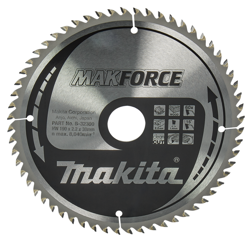 Makita accessoires cirkelzaagblad hout | makforce 190x30x2,2 60t 15g - b-32390 - b-32390