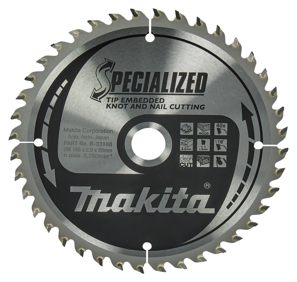 Makita accessoires cirkelzaagblad embedded tip165x20x2,0 40t 18g - b-09472