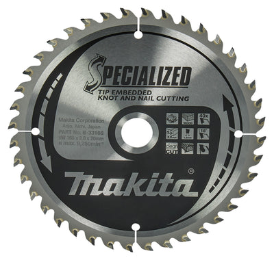 Makita accessoires cirkelzaagblad embedded tip165x20x2,0 40t 18g - b-09472
