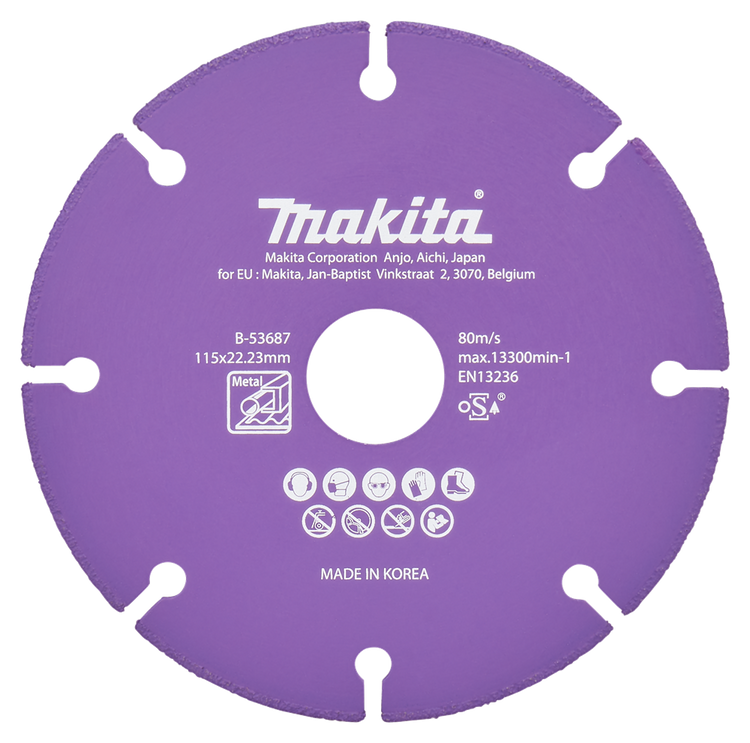 Makita accessoires doorslijpschijf staal 115x22,23x1,3mm - b-53687 b-53687