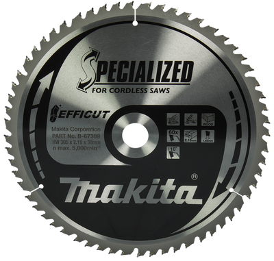 Makita accessoires afkortzaagblad hout | efficut 305x30x2,15 60t 10g - b-67309 b-67309