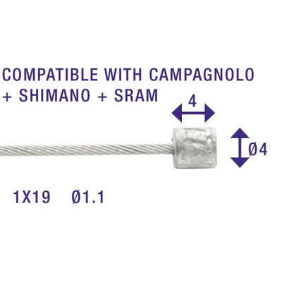 Schakel binnenkabel Elvedes 2250mm RVS Slick Ø1,1mm N-nippel (op kaart)