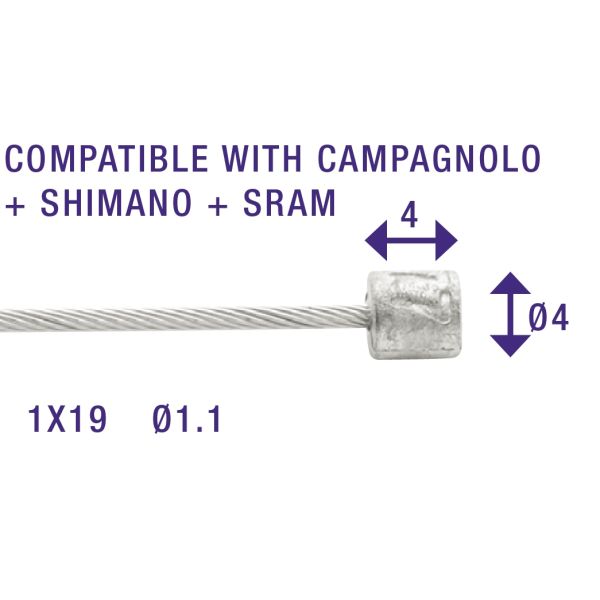 versnellingsbinnenkabel Shimano 2.25 m 1,1 mm 6472 zilver