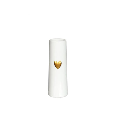 Ideas 4 seasons vaas wit met goudenhart ã˜6 h.17 cm keramiek