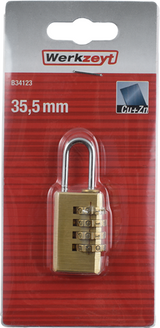 Werkzeyt hangslot messing 35.5x3mm - b34123 - afbeelding 2