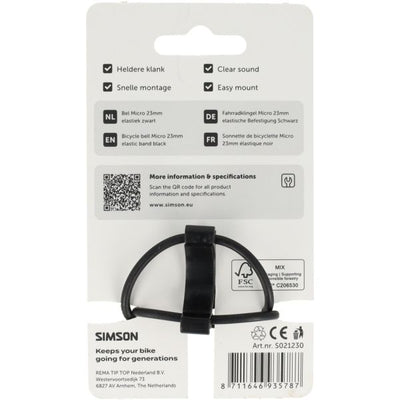 Simson bel micro 23mm elastiek bevestiging zwart