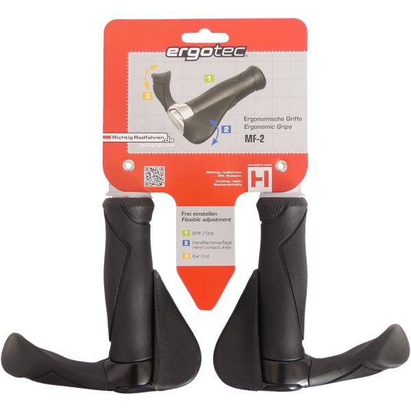Ergotec handvatpaar mf2 small kraton aluminium 130+130 mm - zwart