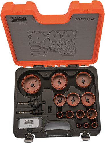 Bahco sandflex® bi-metalen gatzagenset | voor metaal en houtsoorten | 16 mm - 83 mm - 18-delig - 3834-set-152