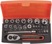 Bahco doppenset 1 4 | zeskant | inch-maten | inclusief bits en bithouder - 25-delig - koffer - sl25af - afbeelding 2