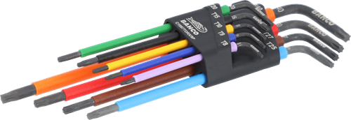 Bahco torx sleutelset t8 - t40 stiftsleutels, torx®, lang, gefosfateerd, gekleurd, metrisch - 9-delig - c1997torx 9p