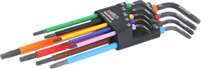 Bahco torx sleutelset t8 - t40 stiftsleutels, torx®, lang, gefosfateerd, gekleurd, metrisch - 9-delig - c1997torx 9p