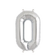 Ballon folie cijfer 0 zilver 35cm