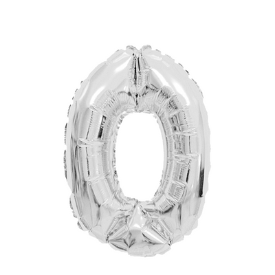 Ballon folie cijfer 0 zilver 45cm
