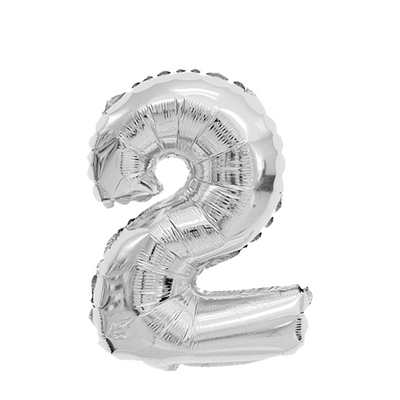 Ballon folie cijfer 2 zilver 45cm